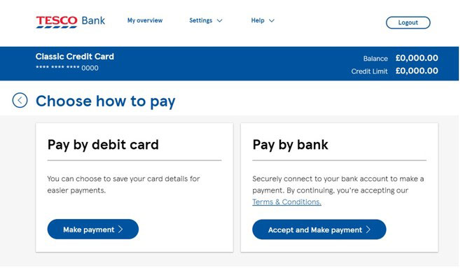 Managing Credit Cards Online Banking Tesco Bank